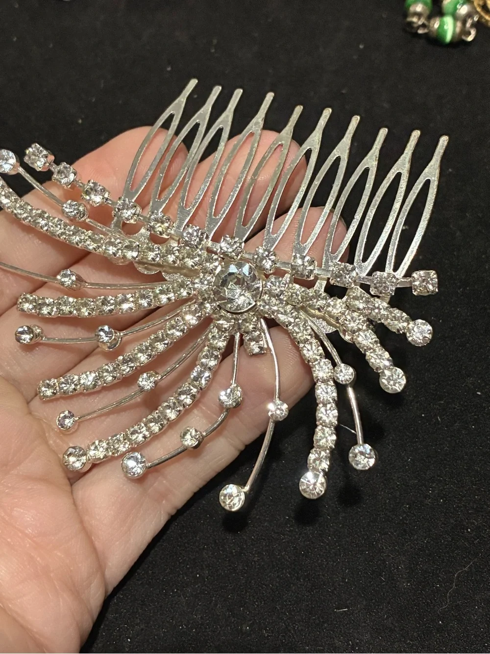 Vintage Mid Century Rhinestone Hair Comb